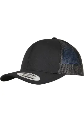 [FLEX-6606TR-00007-0050-black-one size] Trucker Recycled Polyester Fabric Cap